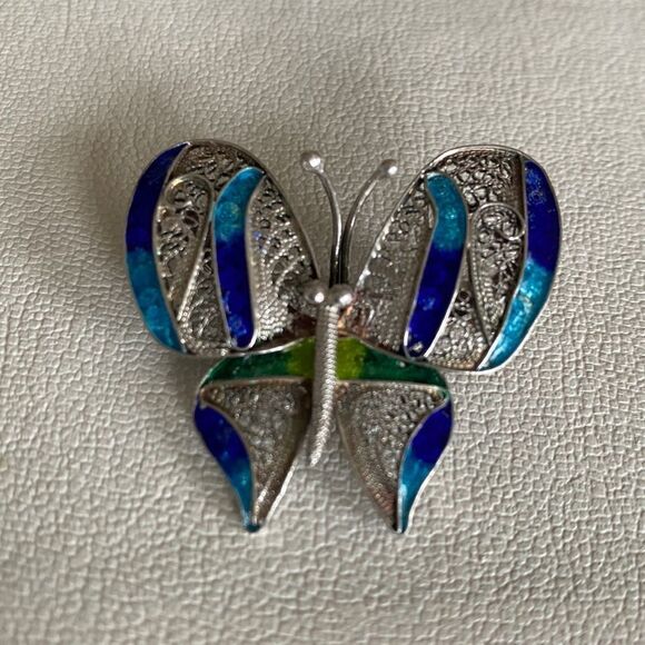Sterling silver & enamel pin - Picture 1 of 3